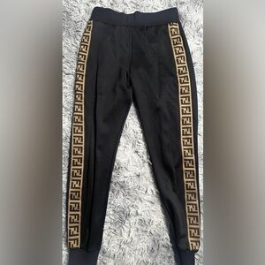 Fendi Black and Brown Logo Track Pants